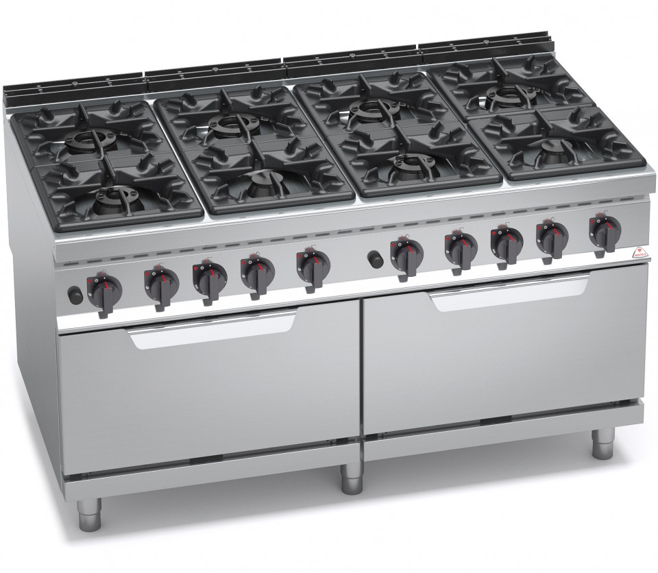 Stainless Steel 8 burners gas cooking range with 2 ovens top quality