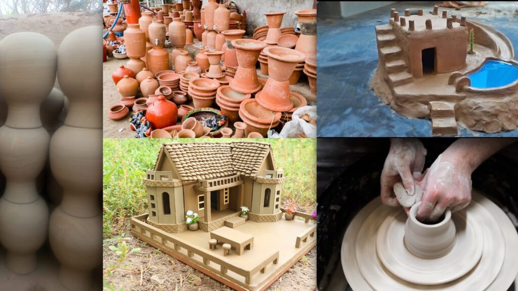 Mud clay pots & pottery.